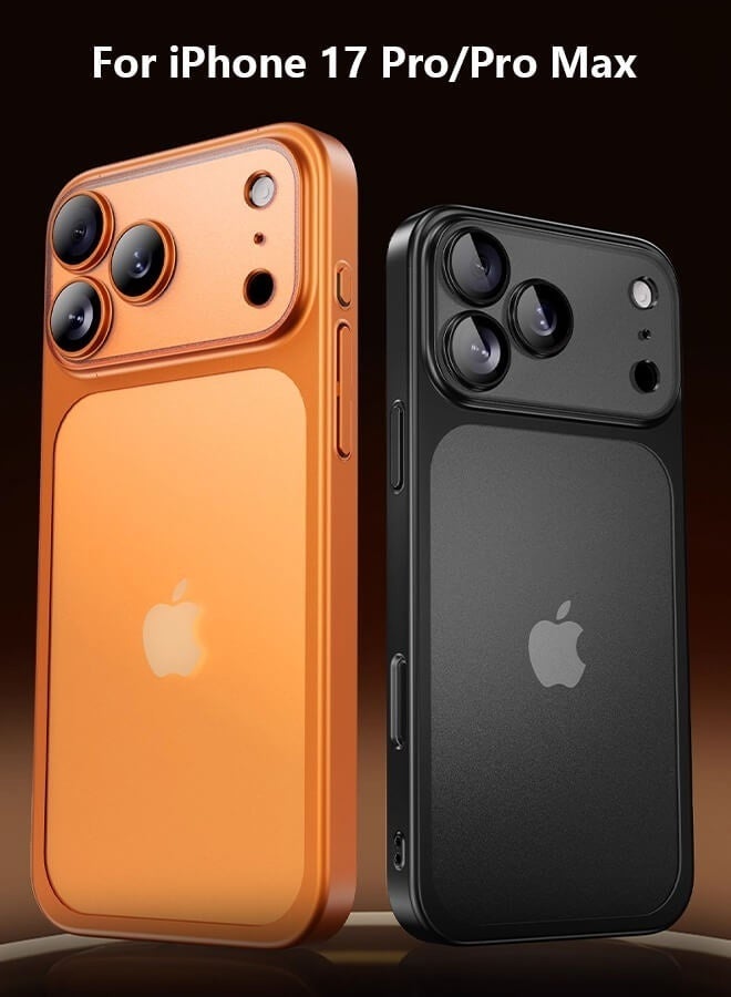 جراب iPhone 17 Pro Max، مصنوع من بلاستيك PC مطلي كهربائياً بلمسة نهائية غير لامعة، مقاوم للصدمات وحماية كاملة لعدسة الكاميرا، فائق النحافة، بلون برتقالي كوني. - Image 3